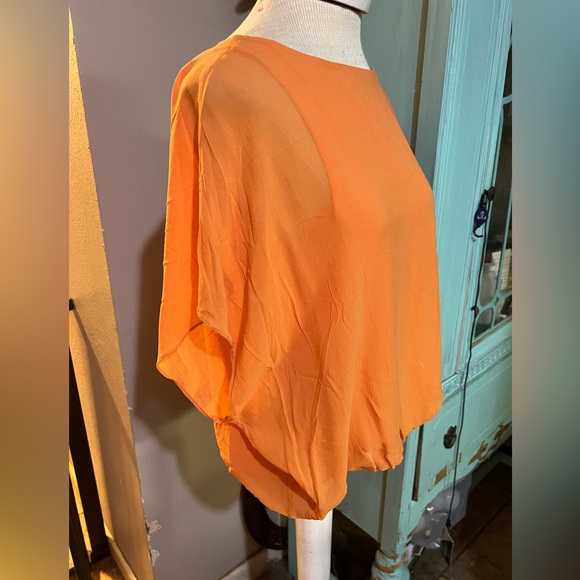 Alice + Olivia Orange Silk Blouse shirt Top Medium - Picture 3 of 8